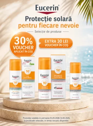 Promotie cu 30% voucher aplicat in cos la Eucerin Sun