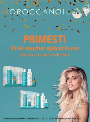 Promotie cu 35 lei Voucher valoric aplicat in cos la Moroccanoil