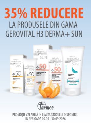 Promotie cu 35% reducere la Gerovital H3 Derma+ Sun