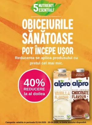 Promotie cu 40% la al doilea produs Alpro