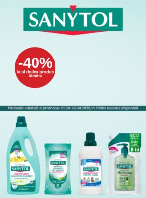 Promotie cu 40% reducere la al doilea produs identic Sanytol