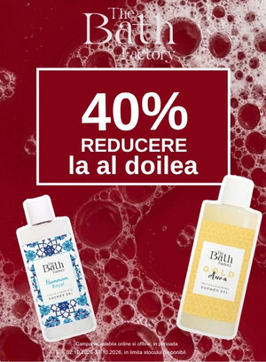 Promotie cu 40% reducere la al doilea produs The Bath Factory