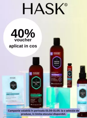 Promotie cu 40% voucher aplicat in cos la Hask