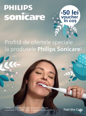 Promotie cu 50 lei voucher aplicat in cos la Philips Sonicare 