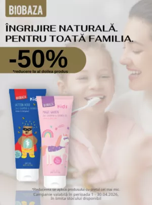 Promotie cu 50% reducere la al doilea produs Biobaza 
