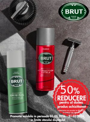 Promotie cu 50% reducere la al doilea produs Brut