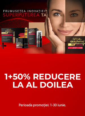 Promotie cu 50% reducere la al doilea produs Gerovital Derma+ Premium Care