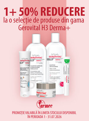 Promotie cu 50% reducere la al doilea produs Gerovital H3 Derma+