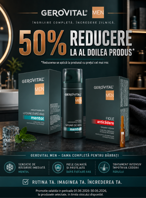 Promotie cu 50% reducere la al doilea produs Gerovital Men Face