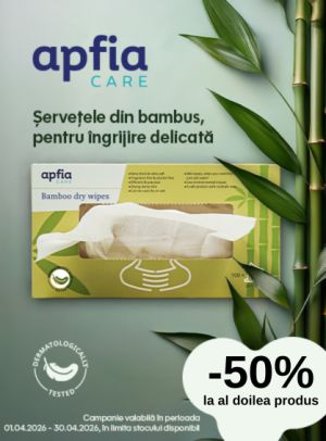 Promotie cu 50% reducere la al doilea produs identic Apfia Care Servetele uscate din bambus