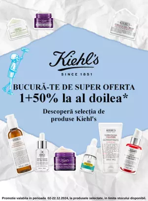 Promotie cu 50% reducere la al doilea produs Kiehls