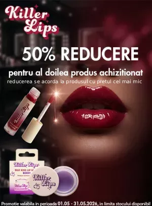 Promotie cu 50% reducere la al doilea produs Killer Lips