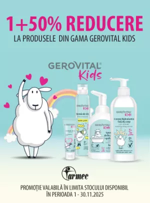 Promotie cu 50% reducere la al doilea produs la Gerovital Kids