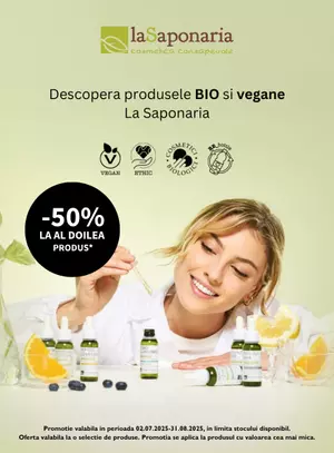 Promotie cu 50% reducere la al doilea produs La Saponaria