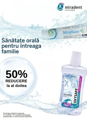 Promotie cu 50% reducere la al doilea produs Miradent