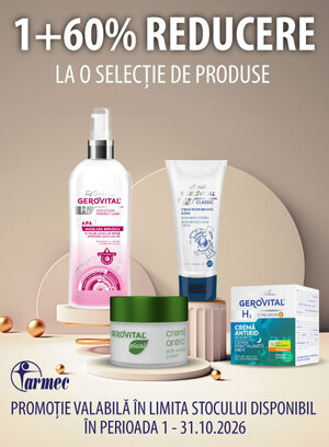 Promotie cu 60% reducere la al doilea produs Gerovital