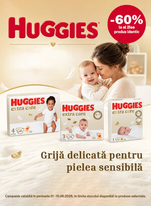 Promotie cu 60% reducere la al doilea produs Huggies identic