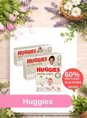Promotie cu 60% reducere la al doilea produs identic Huggies