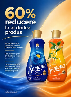Promotie cu 60% reducere la al doilea produs Semana
