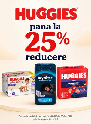 Promotie cu pana la 25% reducere la Huggies