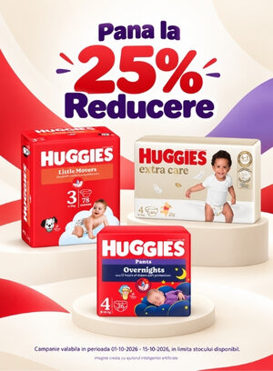 Promotie cu pana la 25% reducere la Huggies