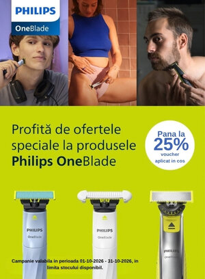 Promotie cu pana la 25% voucher aplicat in cos la Philips One Blade