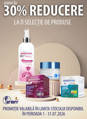 Promotie cu pana la 30% reducere la Gerovital H3 Evolution si Hyaluron C