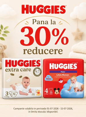 Promotie cu pana la 30% reducere la Huggies