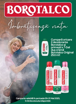 Promotie cu produs bonus la Borotalco