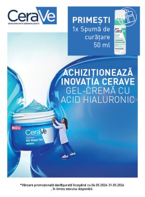 Promotie cu produs bonus la CeraVe Gel Hidratant HA Water Gel