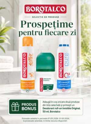 Promotie cu produs promotional la Borotalco