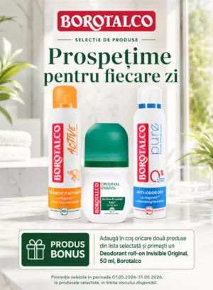 Promotie cu produs promotional la Borotalco