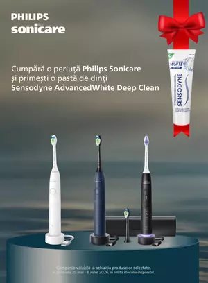Promotie cu produs promotional la Philips Sonicare (Sensodyne Advanced White)