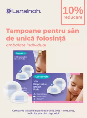 Promotie cu reducere 10% la Lansinoh Tampoane pentru san