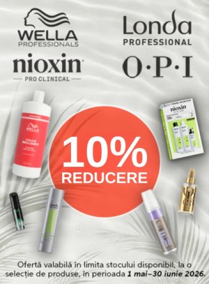 Promotie cu reducere 10% la Londa, Wella, Nioxin si Opi