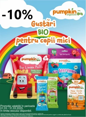 Promotie cu reducere 10% la Pumpkin Organics