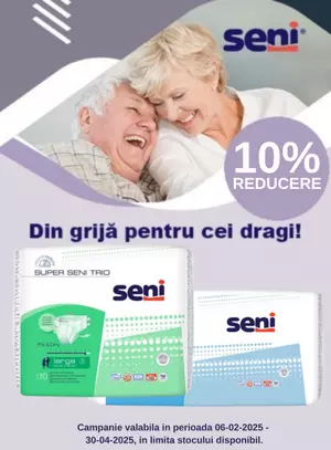 Promotie cu reducere 10% la Seni