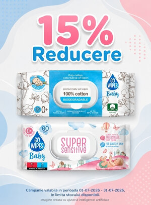 Promotie cu reducere 15% la Go Wipes