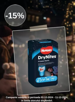 Promotie cu reducere 15% la Huggies