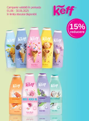Promotie cu reducere 15% la Keff Gel de Dus
