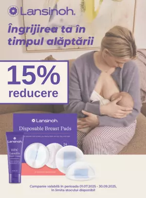 Promotie cu reducere 15% la Lansinoh