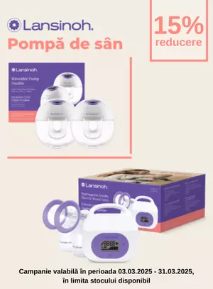 Promotie cu reducere 15% la Lansinoh pompa de san