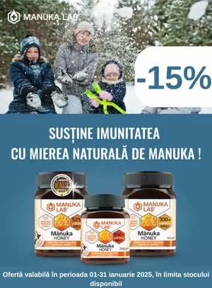 Promotie cu reducere 15% la Manuka Lab