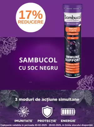 Promotie cu reducere 17% la Sambucol