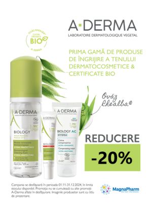 Promotie cu reducere 20% la A-Derma Biology