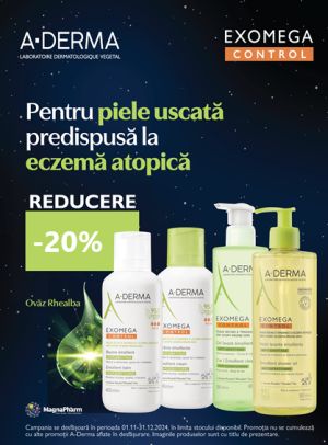 Promotie cu reducere 20% la A-Derma Exomega