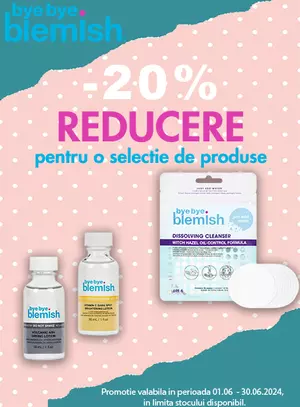 Promotie cu reducere 20% la Bye Bye Blemish