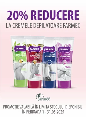 Promotie cu reducere 20% la Farmec creme depilatoare