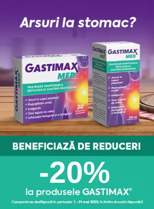 Promotie cu reducere 20% la Fiterman Pharma Gastimax 