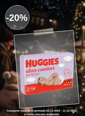 Promotie cu reducere 20% la Huggies